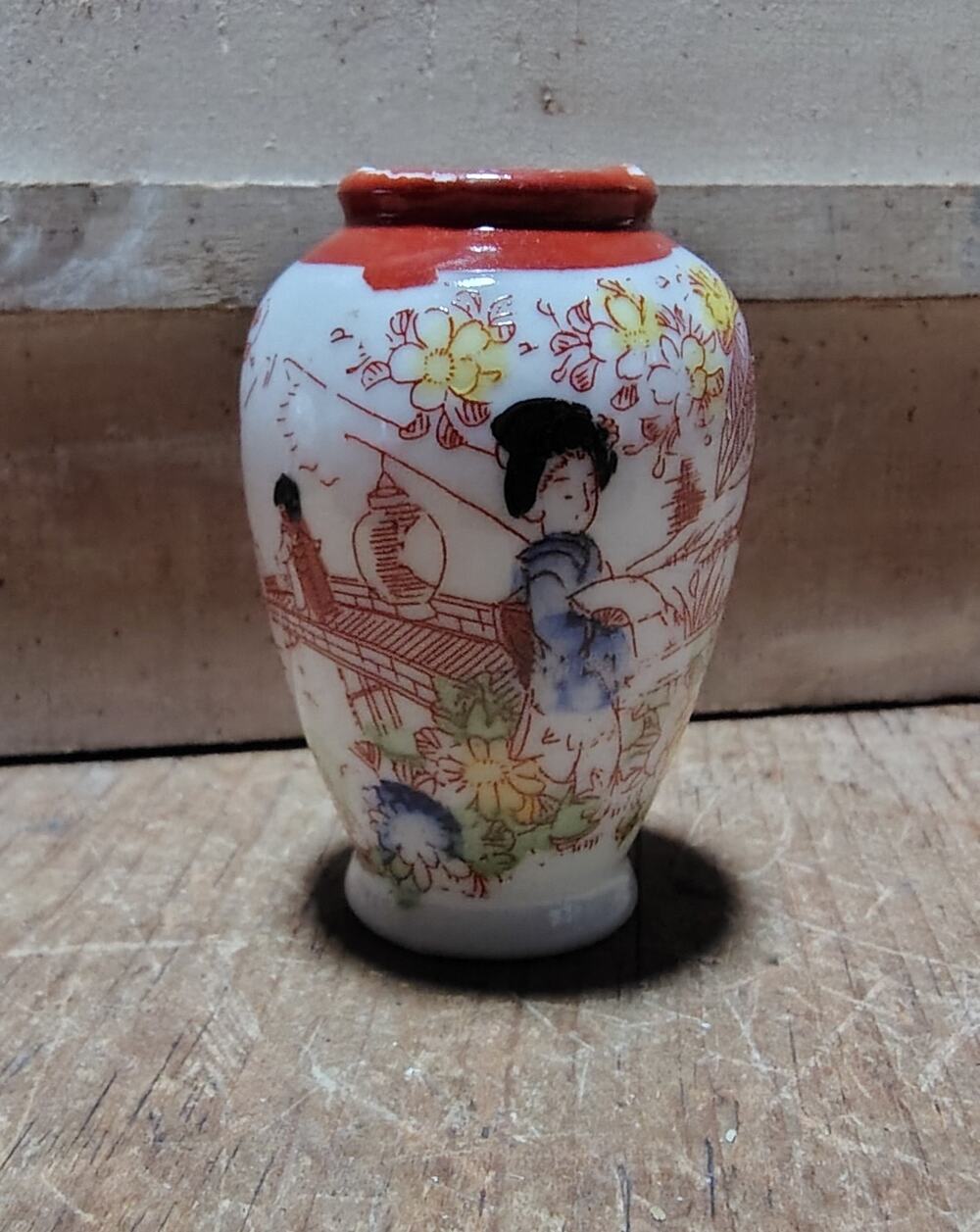 Vintage Miniature Geisha Girl VASE Porcelain Japan